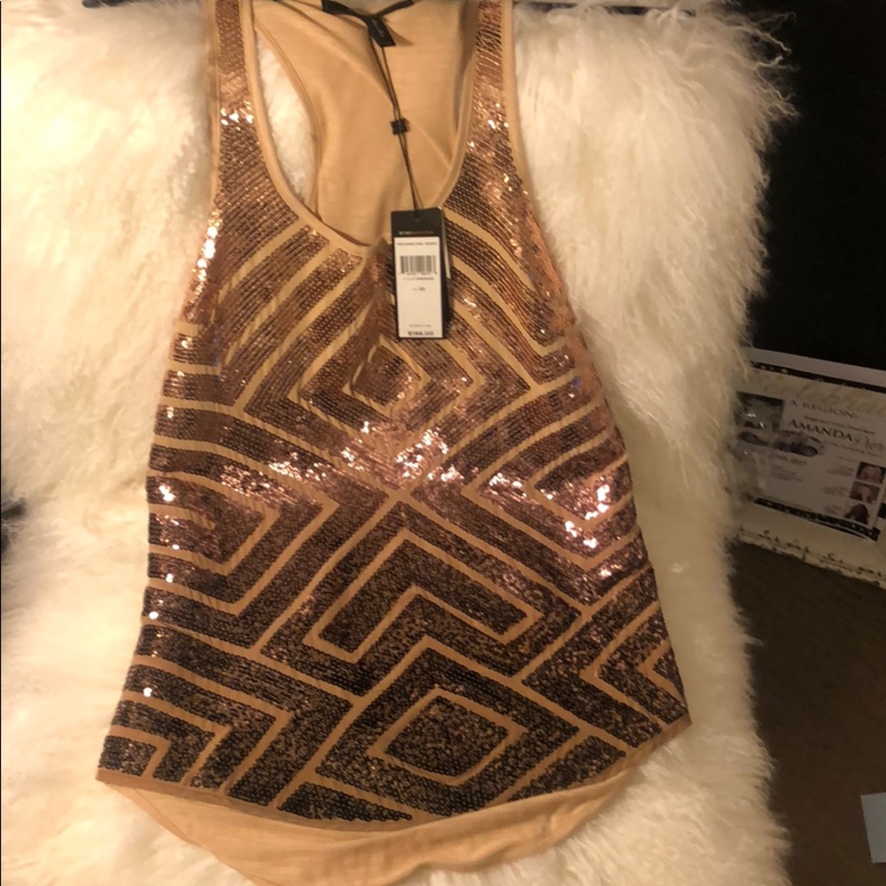 BCBG Maxazria sequence beaded long tank top
